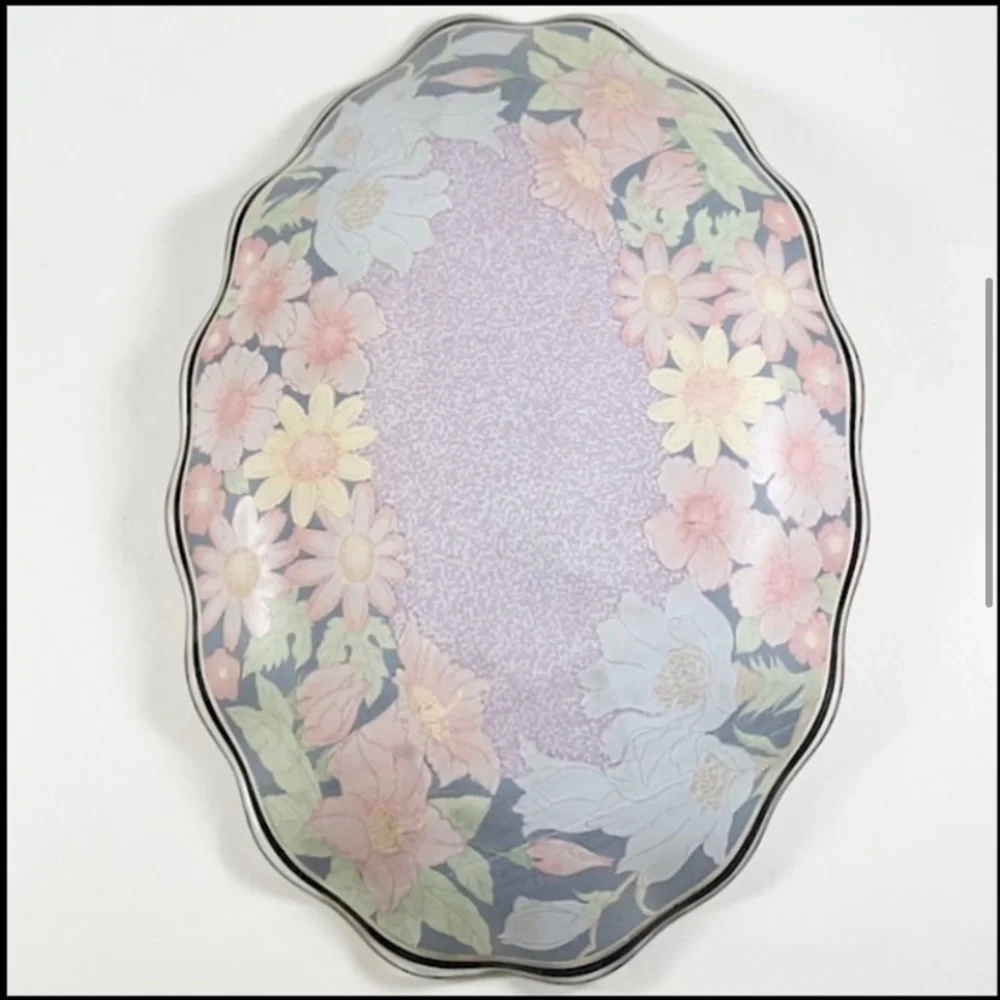 Glass floral vanity trinket tray (1/2)